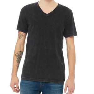 Unisex Black Mineral Wash V-Neck Blank Tee New Without Tags